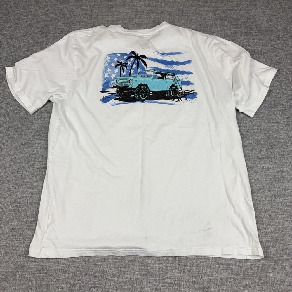 Huk Shirt Mens XL White American Flag Fishing Truck Beach Graphic Tee Tagless